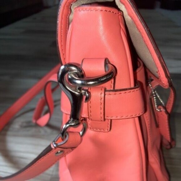 COACH Taylor Marin Handbag Pink Crossbody Salmon Leather Satchel - Picture 9 of 9
